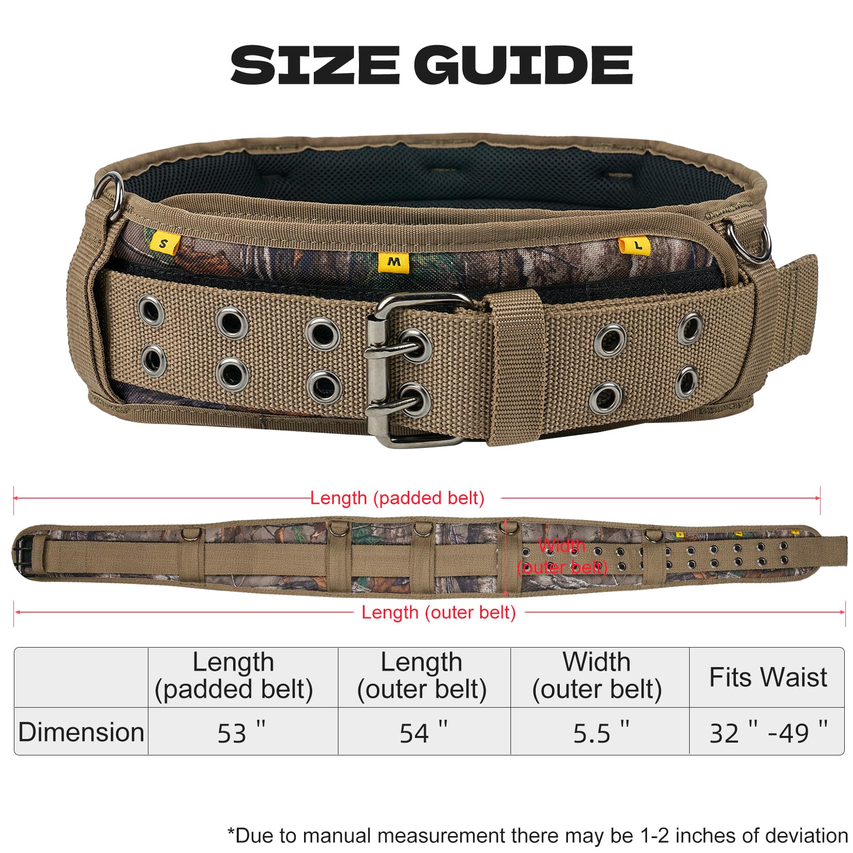 MELOTOUGH camo tool belt 22 pockets maximize on-site organization and quick tool access.