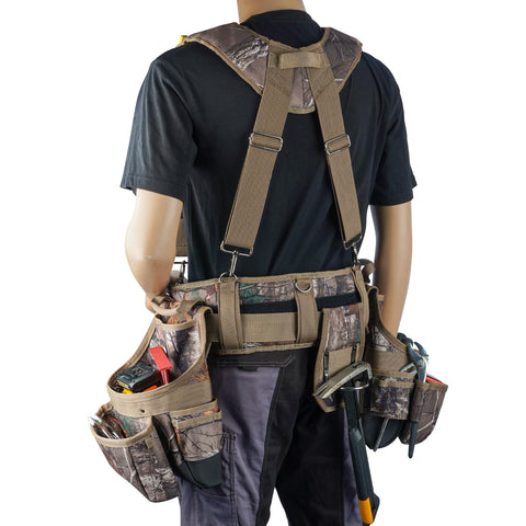 MELOTOUGH camo tool belt removable organizers organize tools on demand.