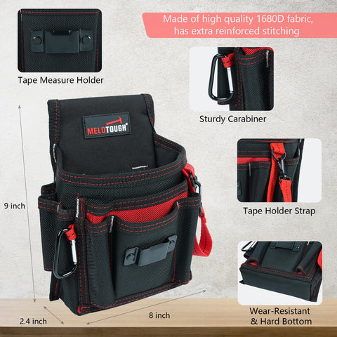 MELOTOUGH electrician tool pouch belt clip provides secure attachment for busy job sites