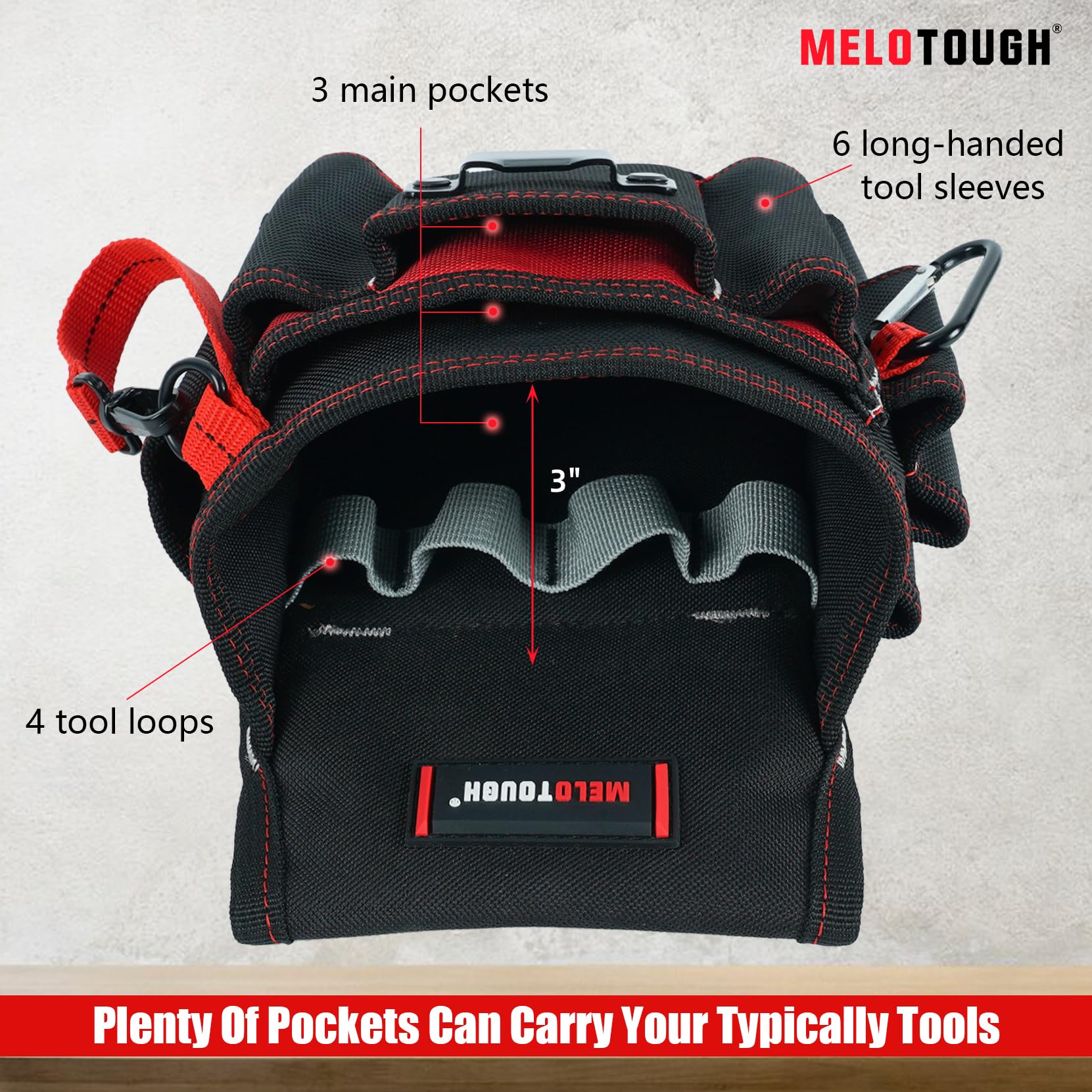 MELOTOUGH electrician tool pouch front pocket keeps small tools organized and accessible