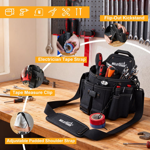 MELOTOUGH 16 internal pockets organize wrenches and screwdrivers at your fingertips.