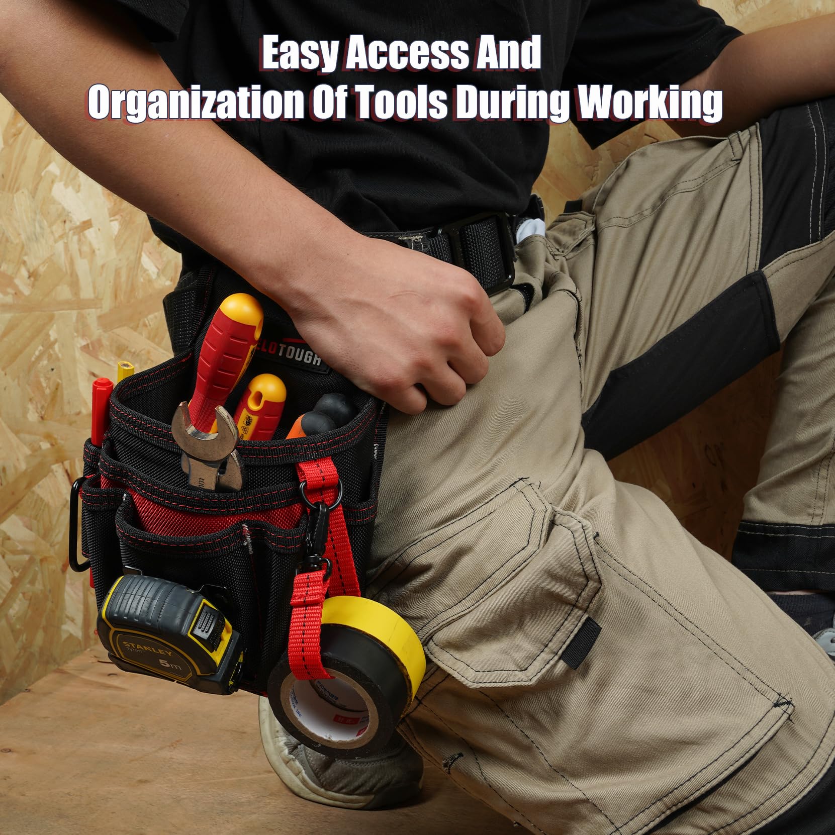 MELOTOUGH electrician tool pouch tape measure holder keeps measurements handy