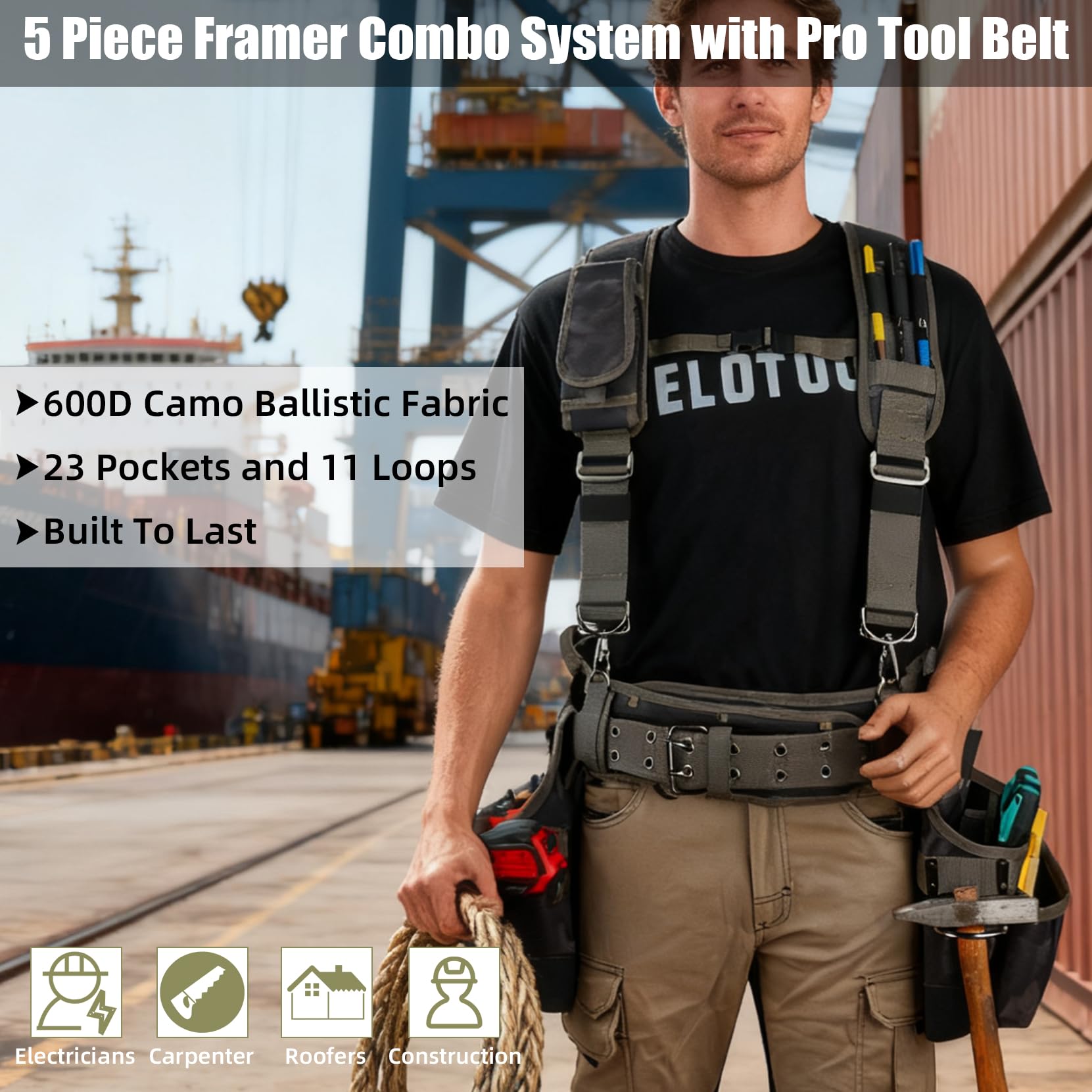 MELOTOUGH hammer holster steel loop keeps essential tools within reach