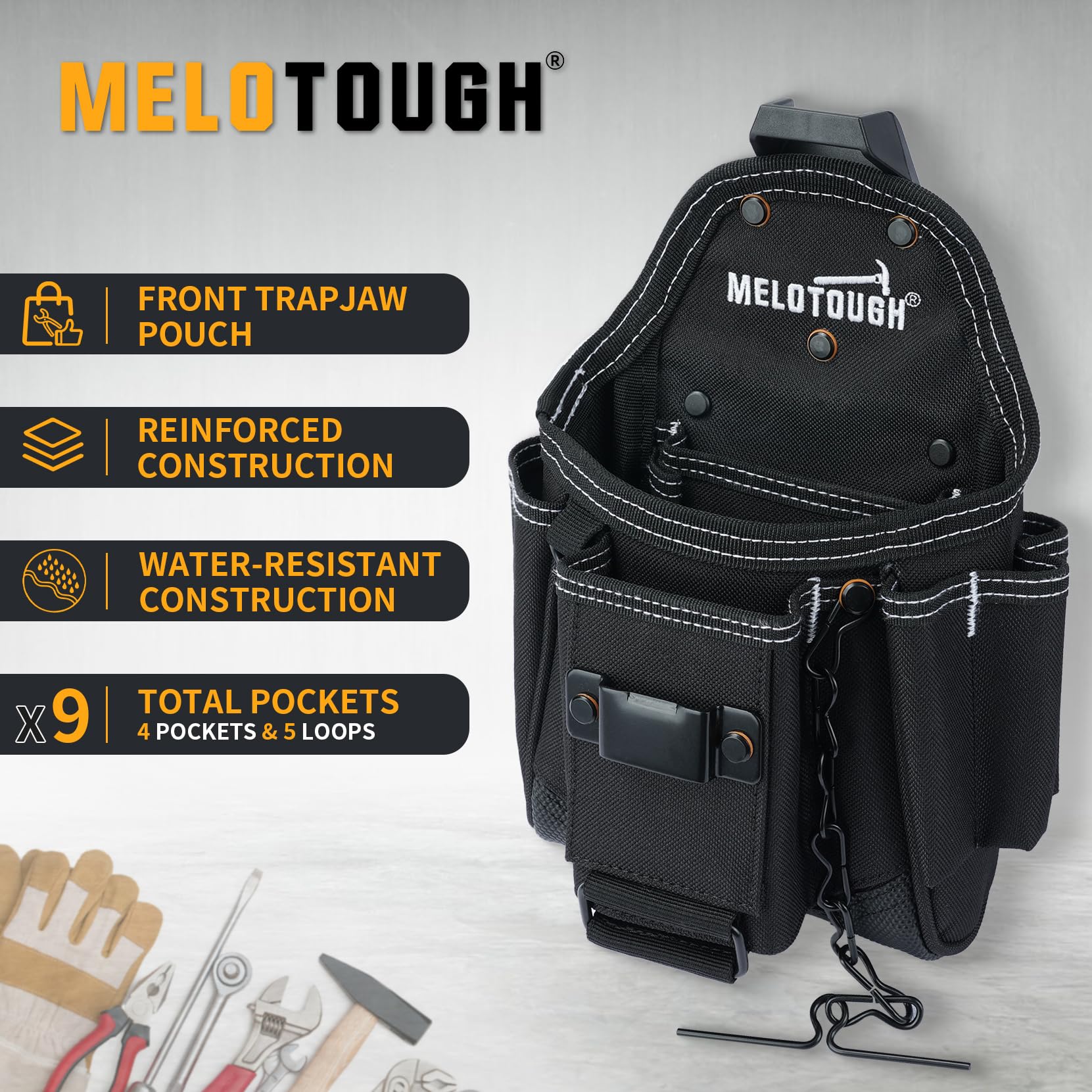 MELOTOUGH inside-pocket layout offers fast tool retrieval