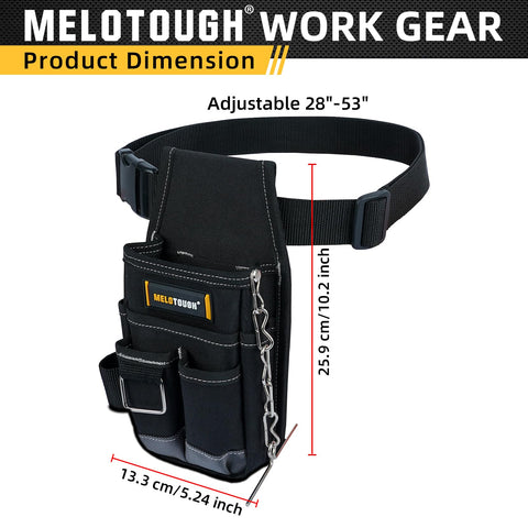 MELOTOUGH mini tool pouch organizer for electricians, carpenters, updating tool access quickly.