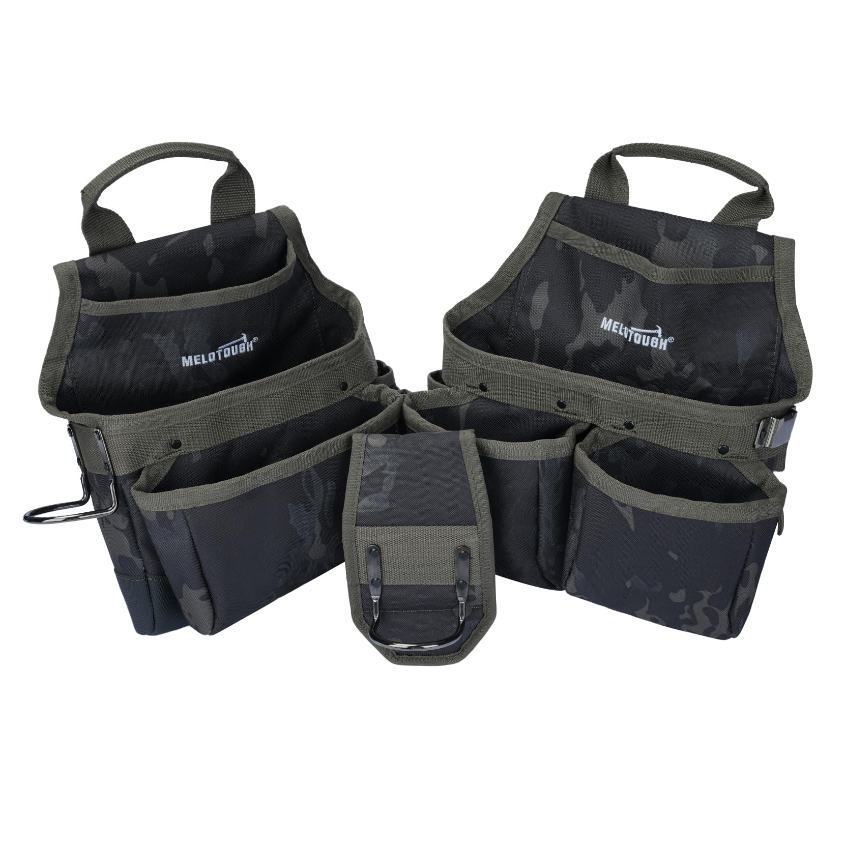 MELOTOUGH multi-pocket organization keeps screws drills and tape neatly sorted