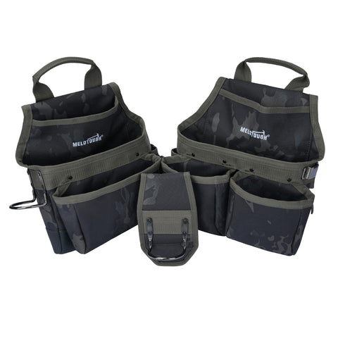 MELOTOUGH multi-pocket organization keeps screws drills and tape neatly sorted