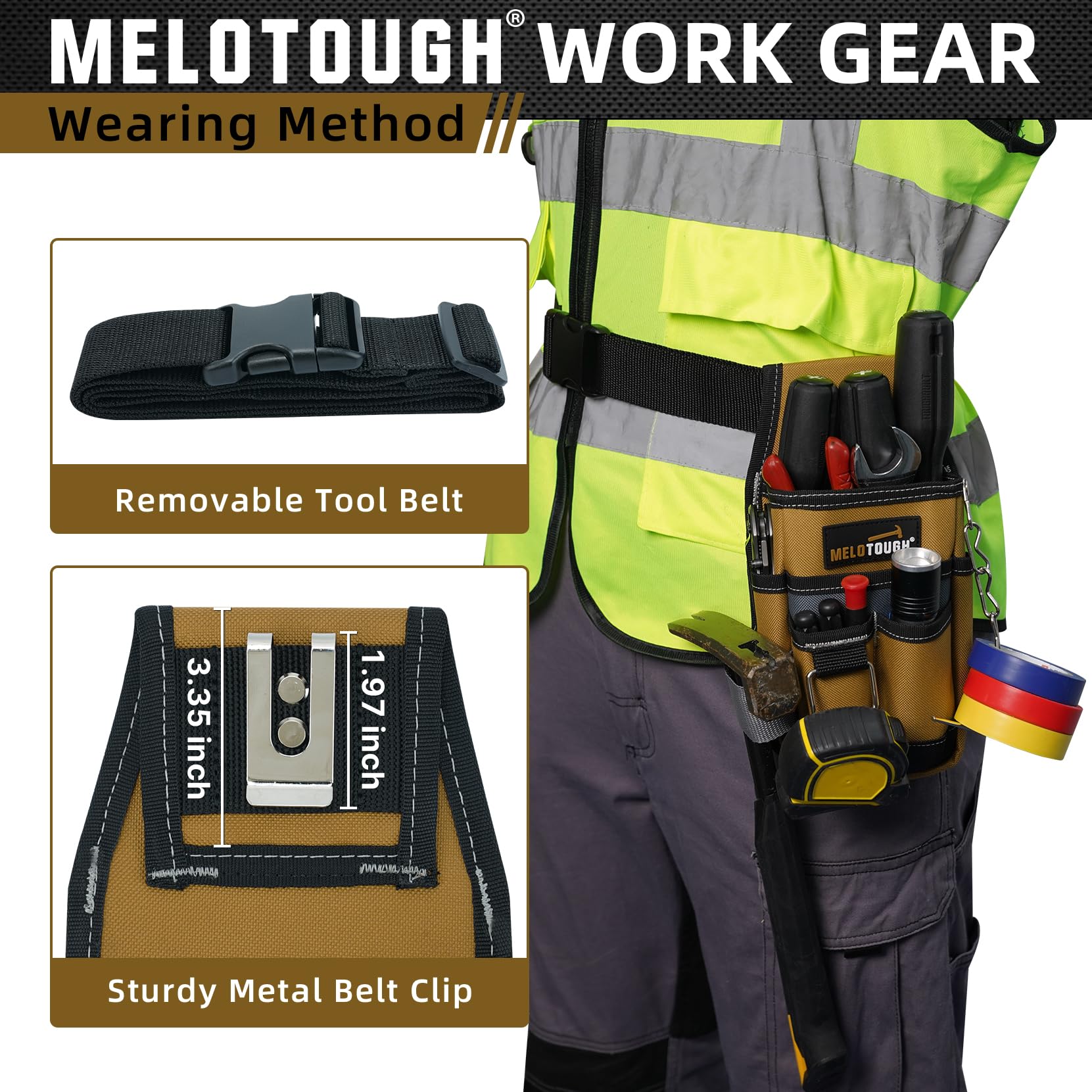 MELOTOUGH hammer loop supports frequent use of pounding tools