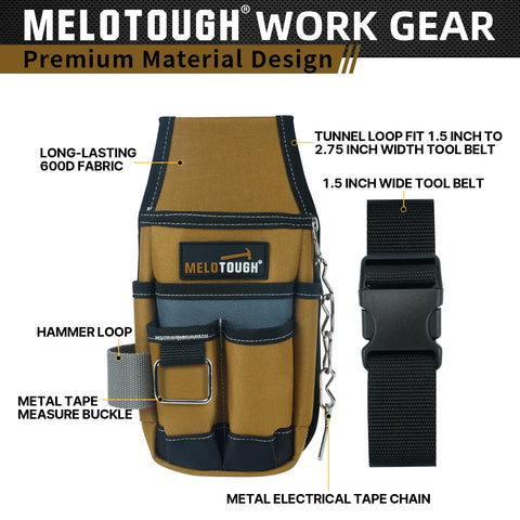 MELOTOUGH brown tool pouch interior layout keeps small items organized