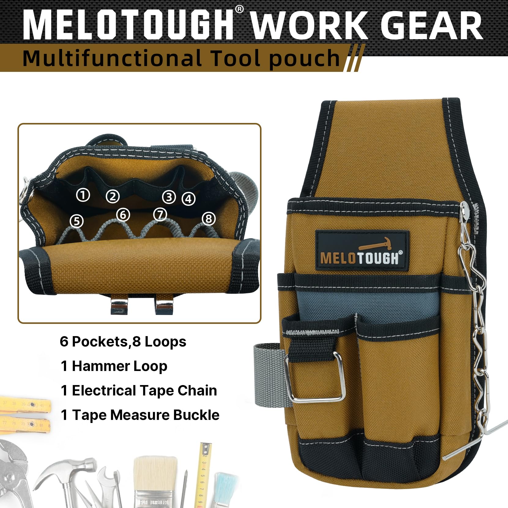 MELOTOUGH reinforced bottom and water-resistant fabric endure tough job sites