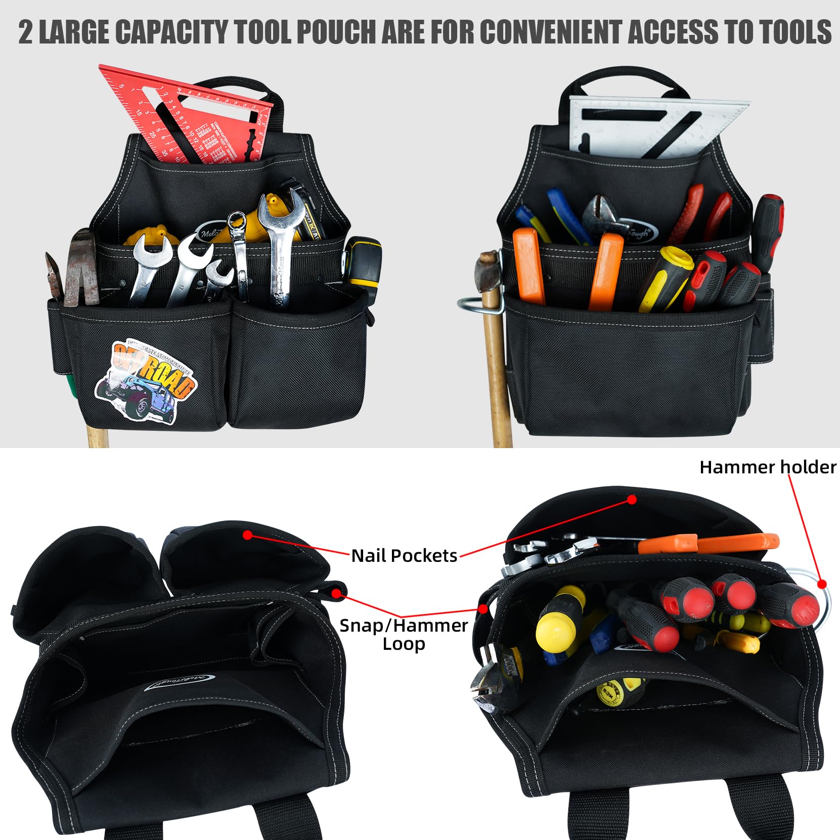 MELOTOUGH removable tool organizers illustrate modular pouches for quick tool access