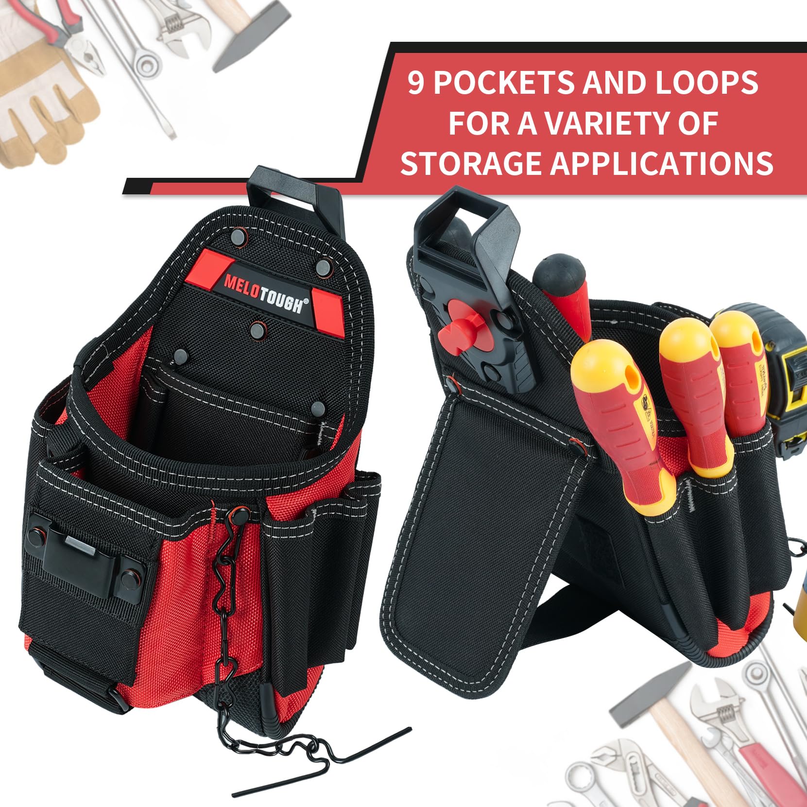MELOTOUGH 9 pocket design keeping essential tools organized