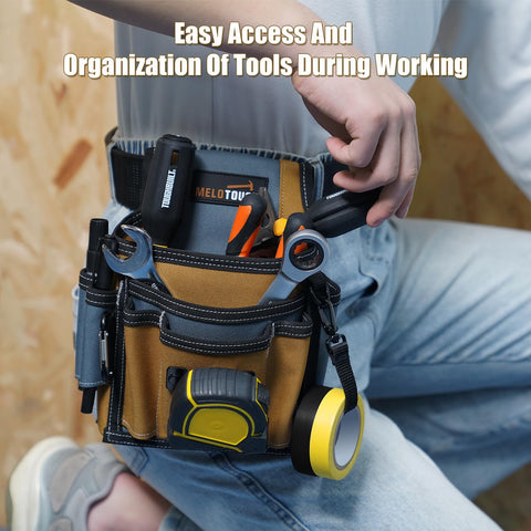 MELOTOUGH 13-pocket layout keeps tools organized on site
