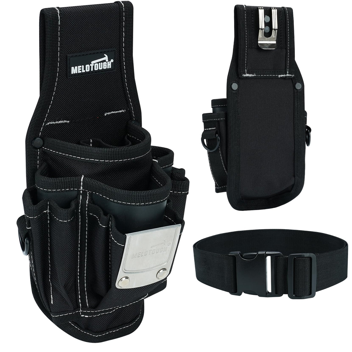 MELOTOUGH small tool pouch with belt clip keeps essential tools at hand.