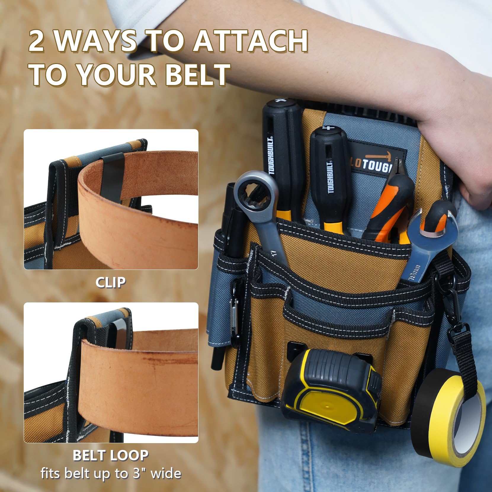 MELOTOUGH rear clip fits belts up to two and a half inches for secure wear