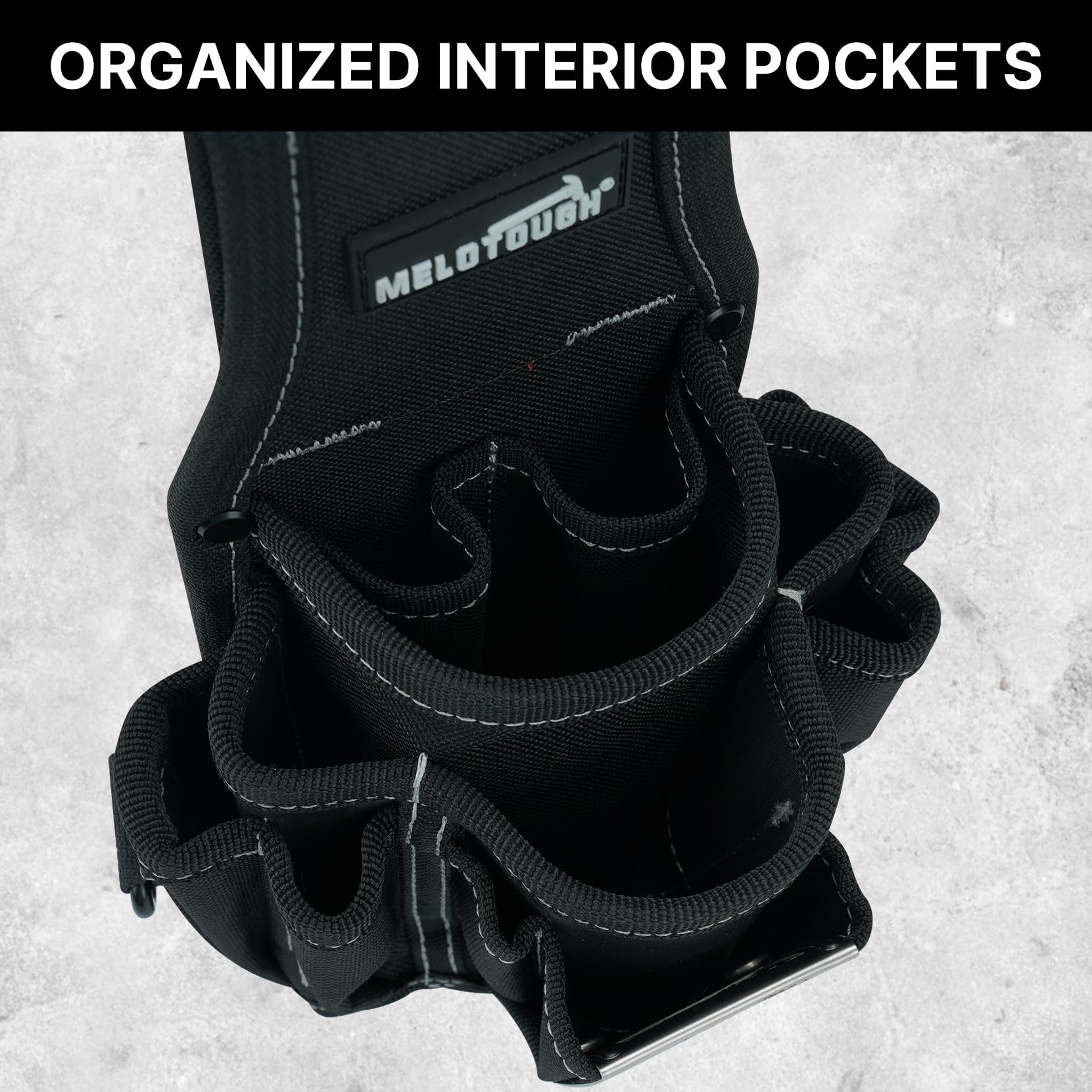 MELOTOUGH pouch with tunnel loop secures to belt for easy access.