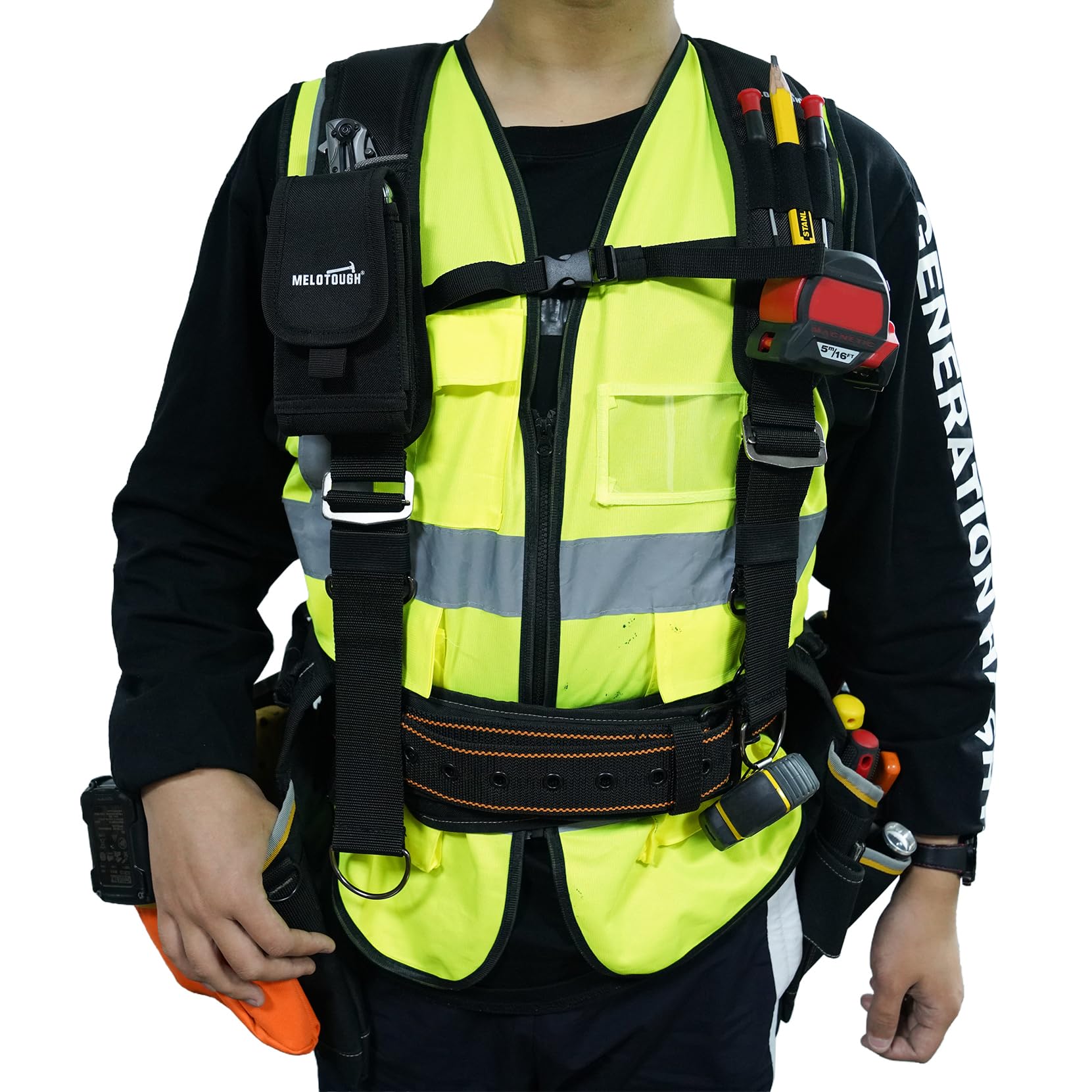 MELOTOUGH padded shoulder close-up emphasizing breathable foam for reduced fatigue