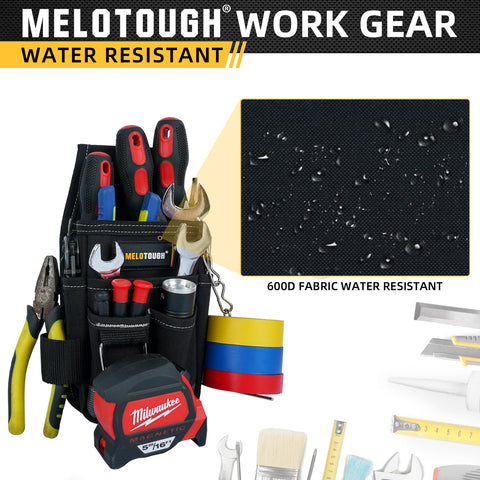 MELOTOUGH tape-measure buckle keeps measurements secure during jobsite movements.