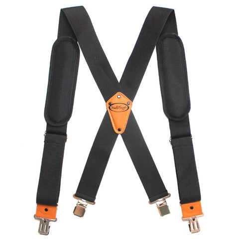 MELOTOUGH tool belt suspenders front view showing durable front webbing for secure belt support