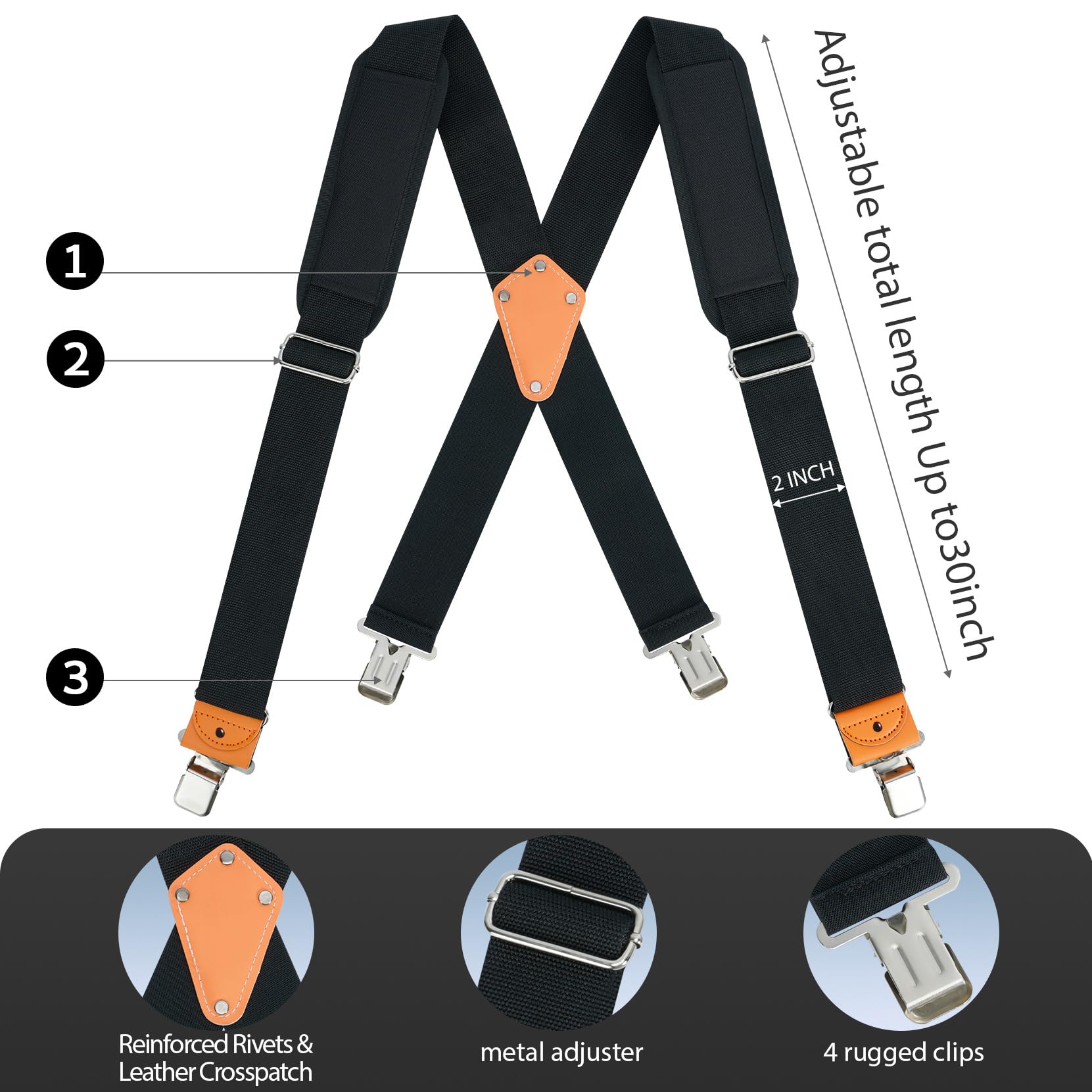 MELOTOUGH tool belt suspenders shoulder padding for long shifts comfort