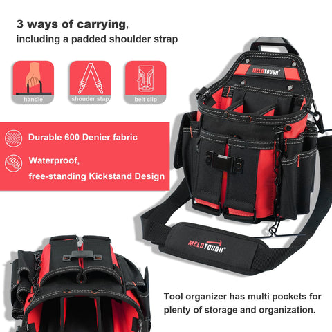 MELOTOUGH tool pouch with quick detach belt clip for fast belt transitions.
