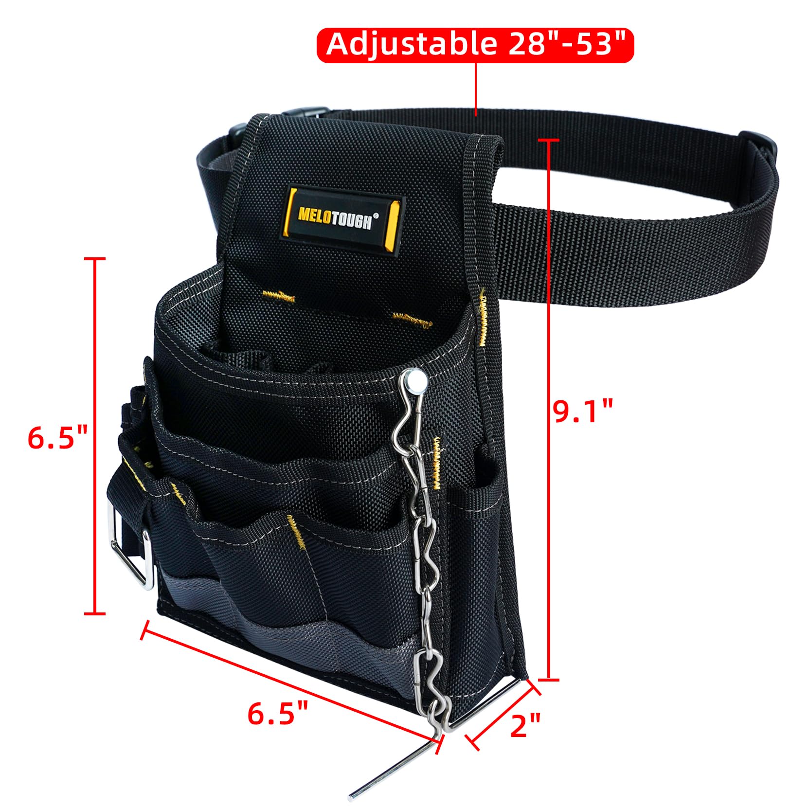 MELOTOUGH pouch showing six pockets for organized tool storage