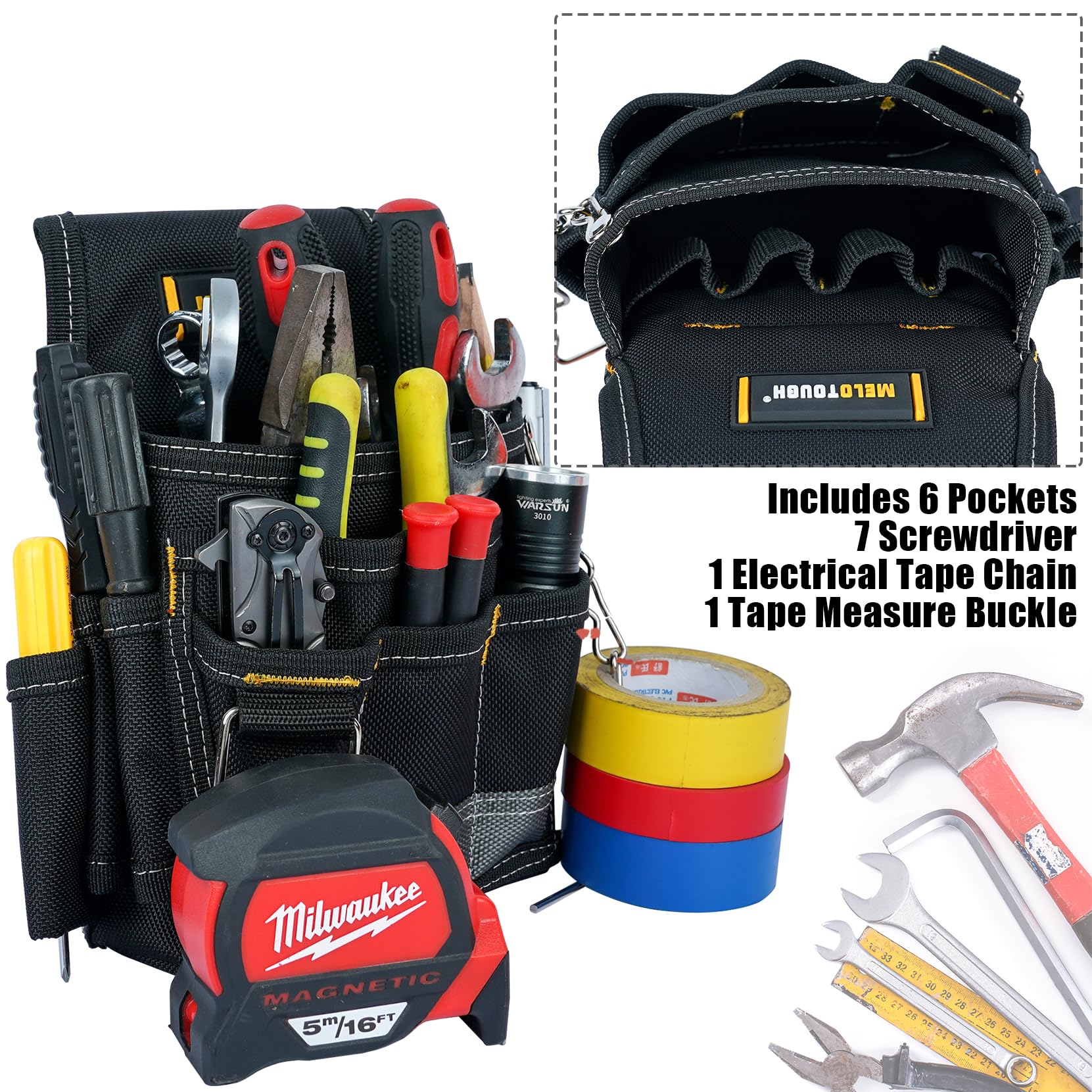 MELOTOUGH pouch with tape measure buckle for fast measuring