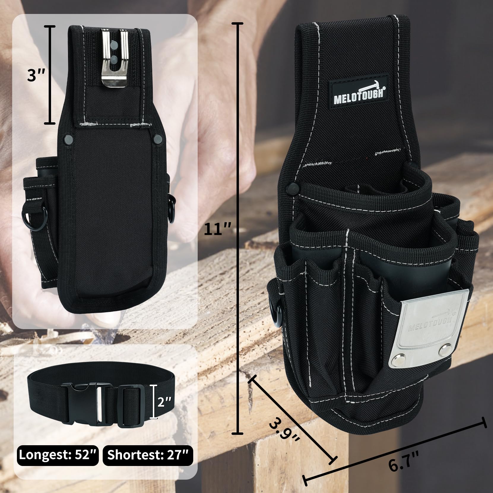MELOTOUGH adjustable belt fits waists from 28 to 53 inches.