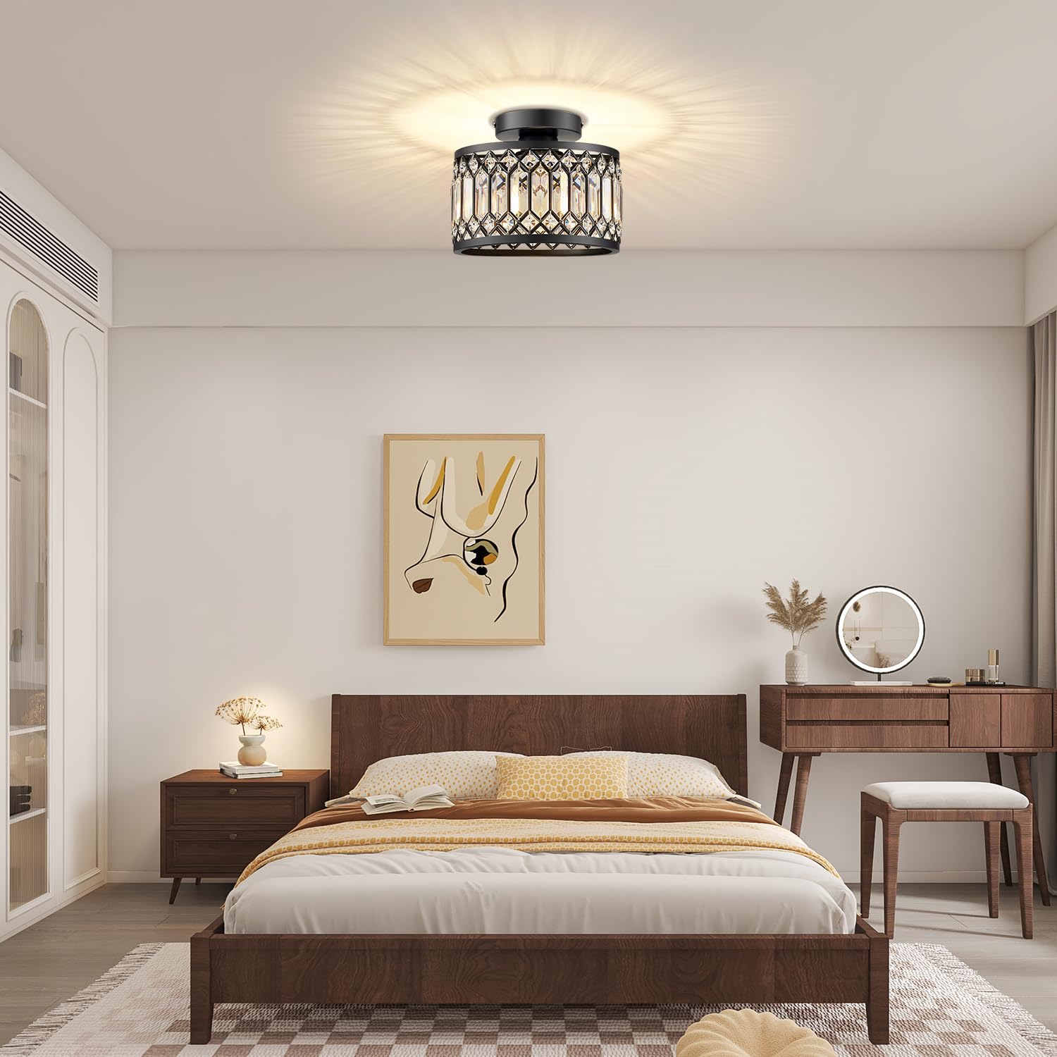 Melovom Crystal Ceiling Light bulb options guide for LED or classic bulbs.