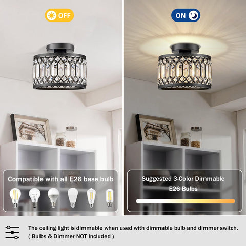 Melovom Crystal Ceiling Light crystal detail highlights K9 facets.