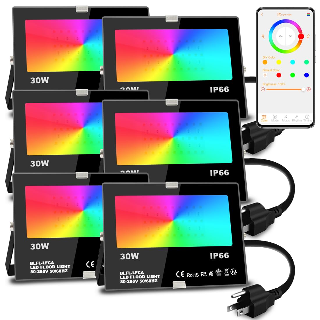 MELPO LED flood light 30W front view for outdoor landscape lighting with bright 3000 lm