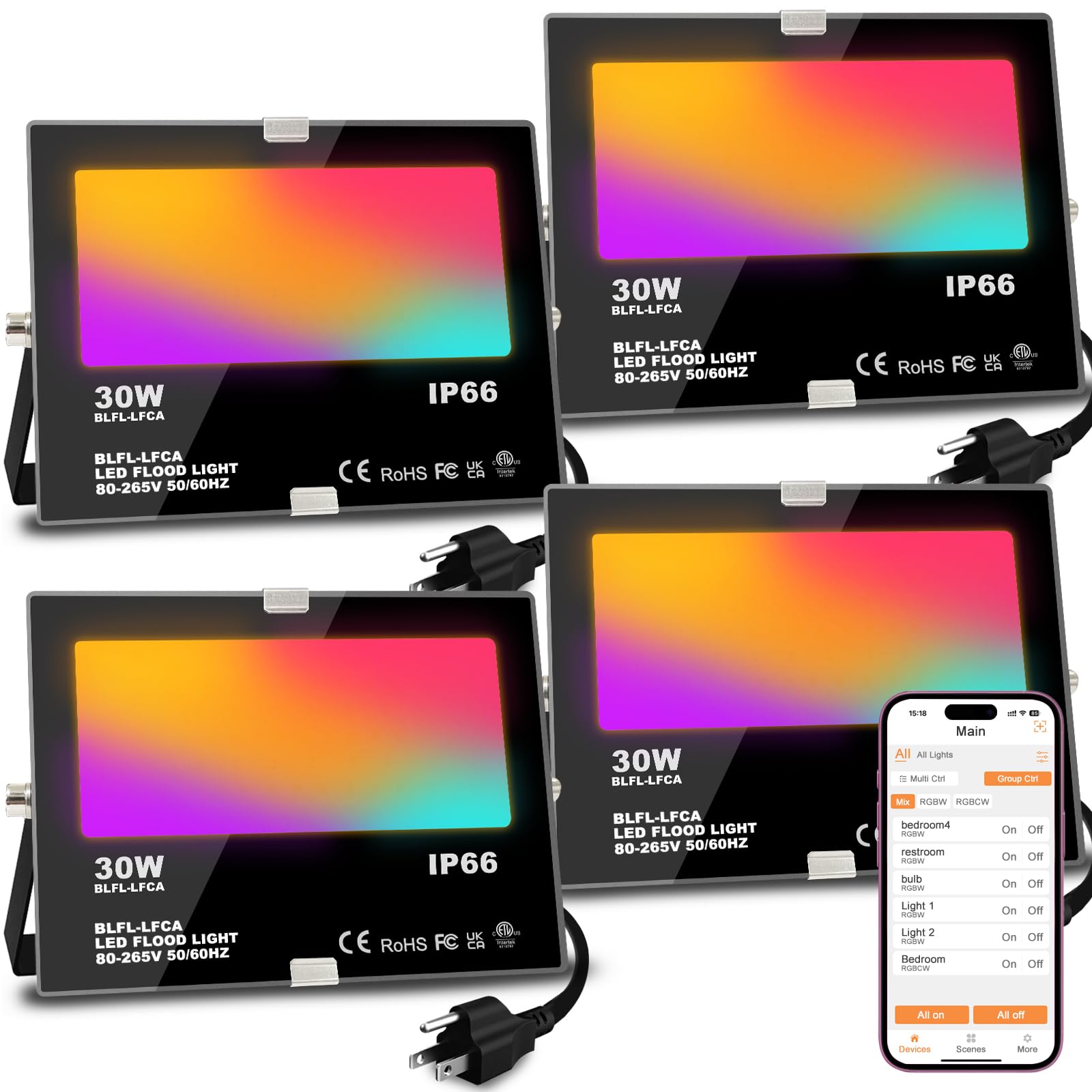 MELPO LED flood light outdoor 30W RGB for vivid landscape accents.