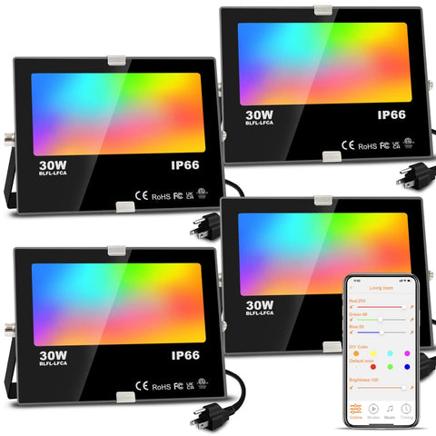 MELPO LED flood light outdoor front view enhances landscape lighting