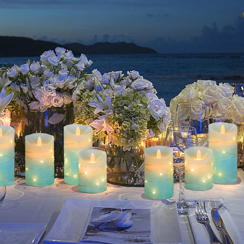 MELTONE ocean blue wax candle emits soft, realistic glow