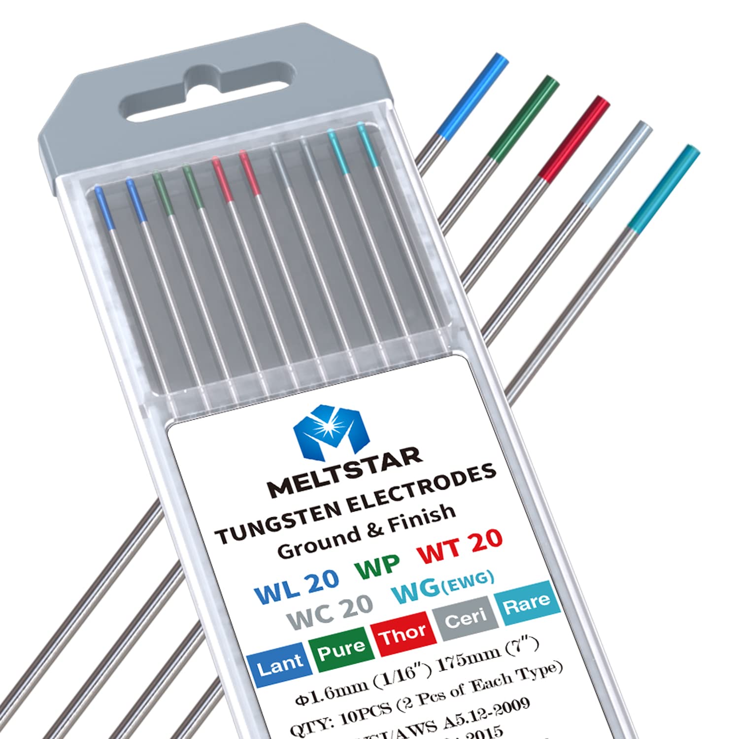 MELTSTAR mixed TIG electrodes set for versatile welding tasks in workshops.