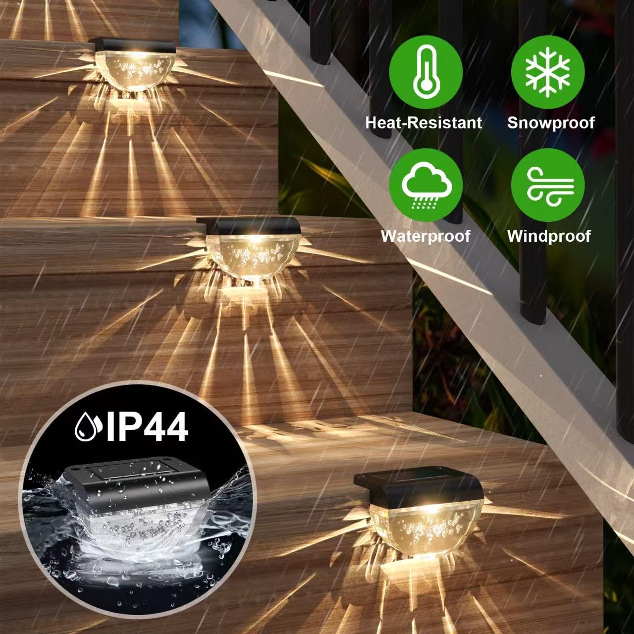 Melunar ABS plastic housing provides durable outdoor lighting