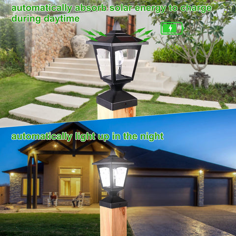 Melunar post lights illuminate a patio walkway with subtle, inviting glow.