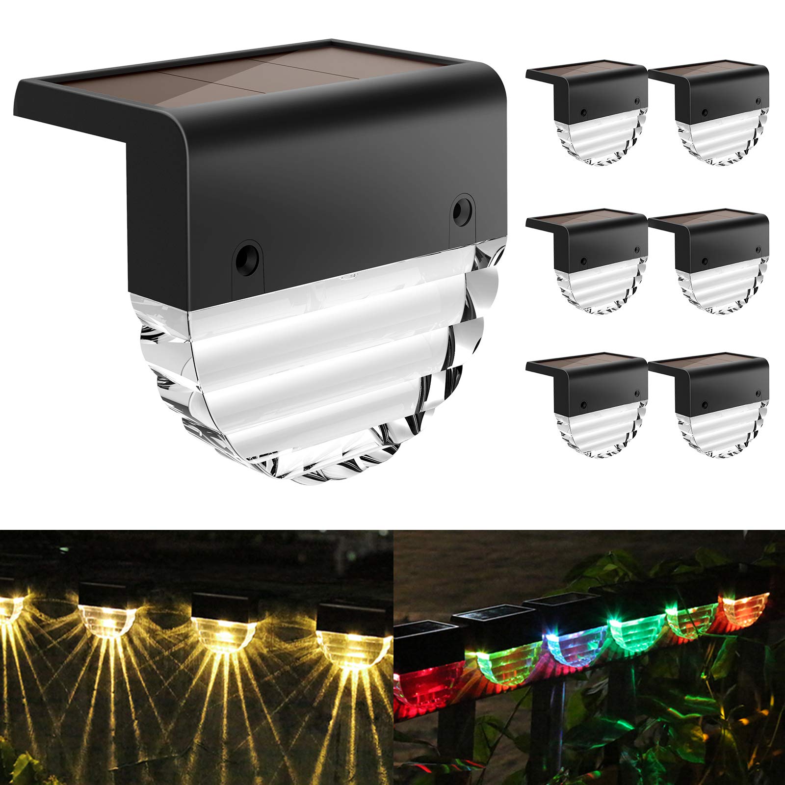 Melunar solar deck lights 6-pack illuminate outdoor stairs safely.