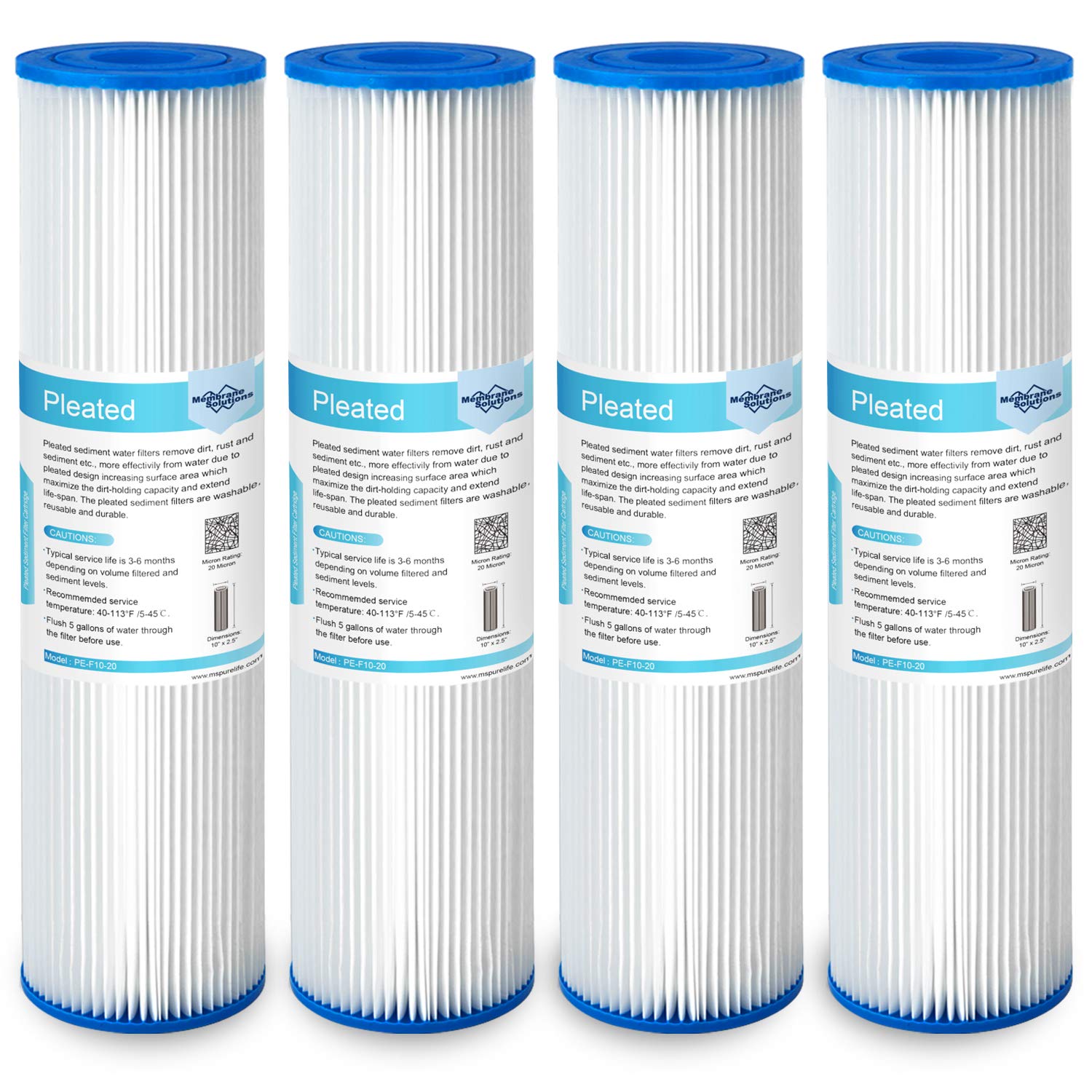 Membrane Solutions 20-micron pleated sediment filter boosts sediment removal in 10x2.5-inch housings