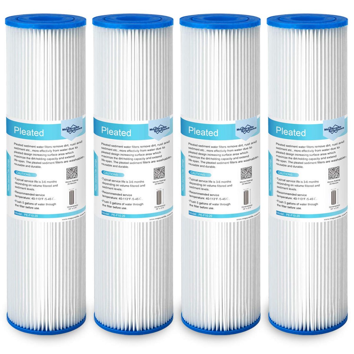 Membrane Solutions 20-micron pleated sediment filter boosts sediment removal in 10x2.5-inch housings