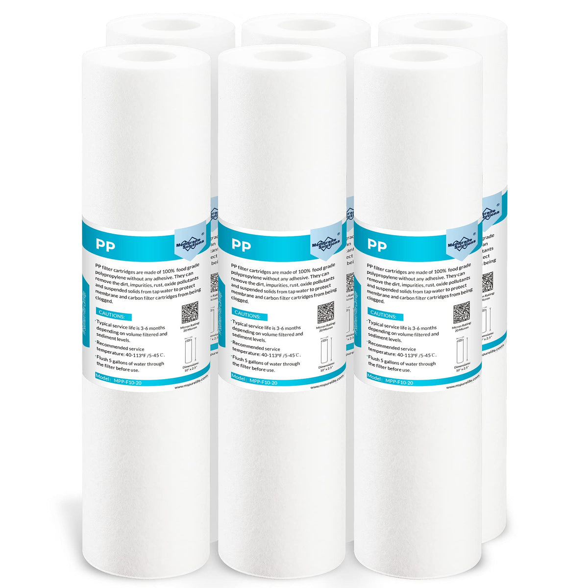 Membrane Solutions 20-micron sediment filter cartridge filters rust and sand for clearer water