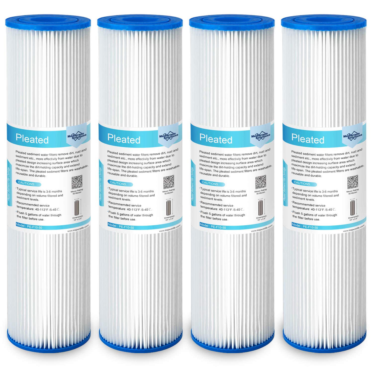 Membrane Solutions 50 micron pleated filter ready for universal fit