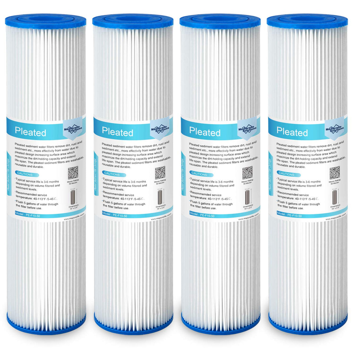 Membrane Solutions 50 micron pleated filter ready for universal fit