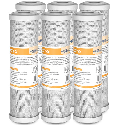 Membrane Solutions CTO carbon block filter 2.5x10 in cartridge removes sediment and chlorine for better taste