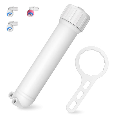 Membrane Solutions RO housing kit front view highlighting 1812/2012 compatibility for home systems