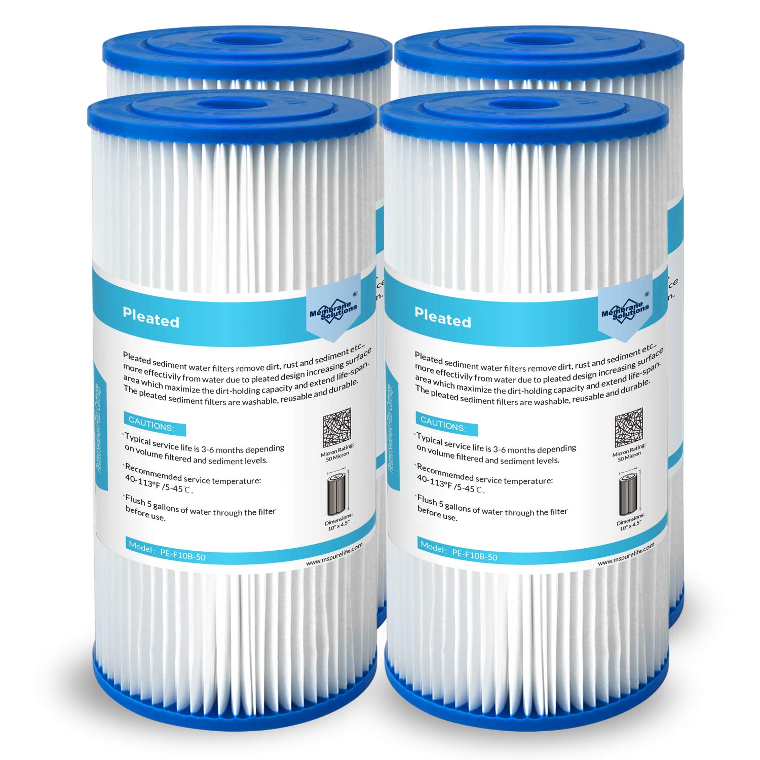 Membrane Solutions 50 micron pleated filter pack shot improves sediment removal