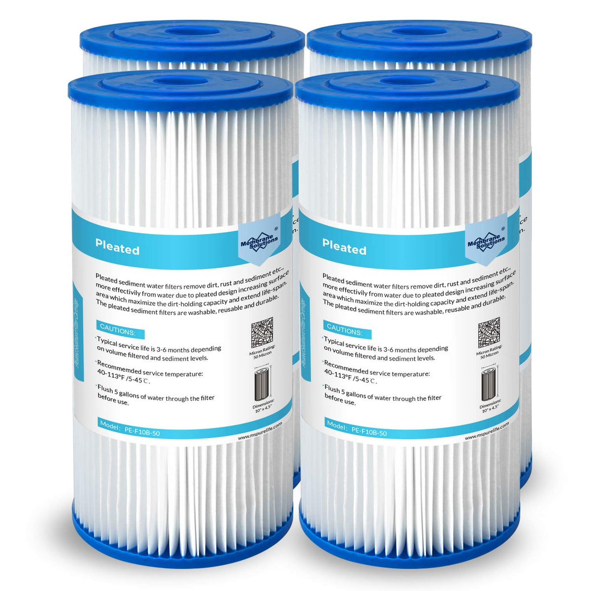 Membrane Solutions 50 micron pleated filter pack shot improves sediment removal