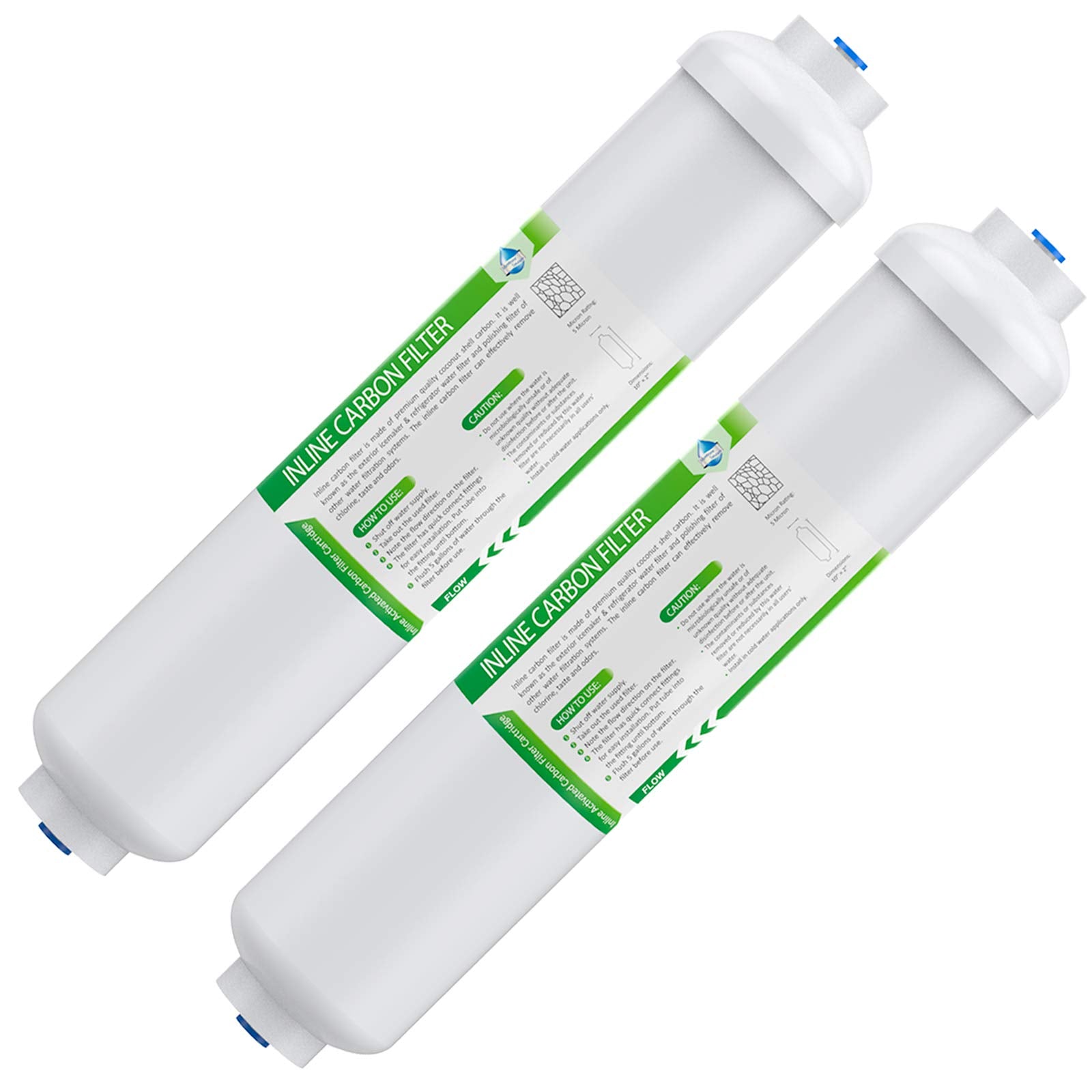 Membrane Solutions T33 inline filter assembly with push-to-connect fittings for easy fridge hookups.