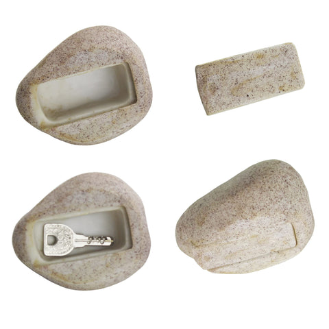 Memeyou rock key hider with hidden compartment for spare keys outdoors.