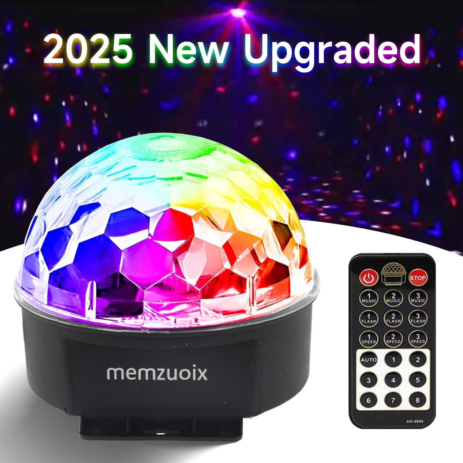 Memzuoix disco ball remote control for easy lighting mode changes.